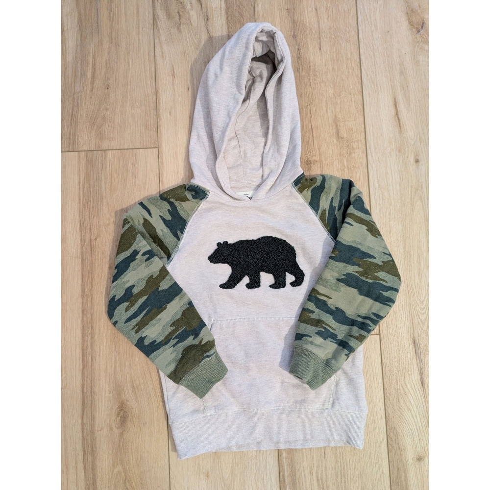 Hatley Kids Camo Sleeve Bear Hoodie